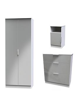 Product photograph of Swift Adair Ready Assembled 3 Piece Set - Bedside Chest Of Drawers Wardrobe from very.co.uk