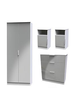 Product photograph of Swift Adair Ready Assembled 4 Piece Set - 2x Bedside Chest Of Drawers Wardrobe from very.co.uk
