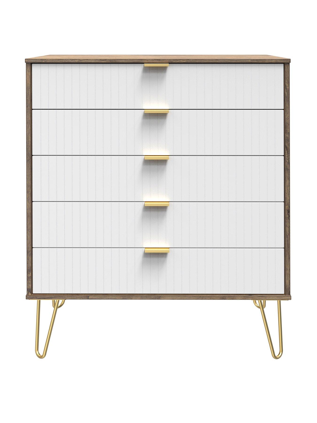 undefined Andie Ready Assembled 5 Drawer Chest - White/Oak