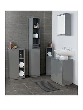Product photograph of Lloyd Pascal Glacius High Gloss Bathroom Tallboy - Grey from very.co.uk