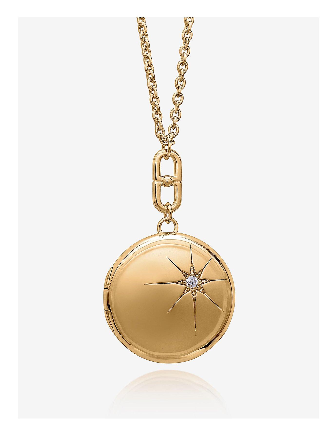 Product photograph of Rachel Jackson Large Personalised Stellar Star Locket from very.co.uk