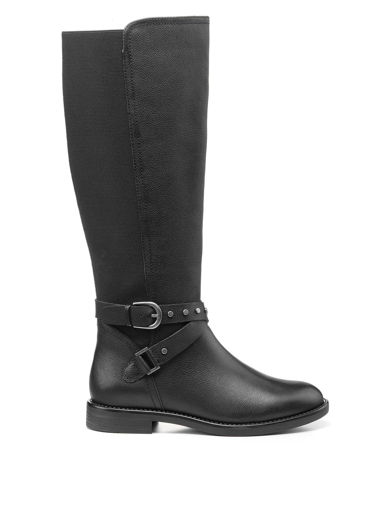 hotter-dana-leather-mix-buckle-trim-knee-boots-black