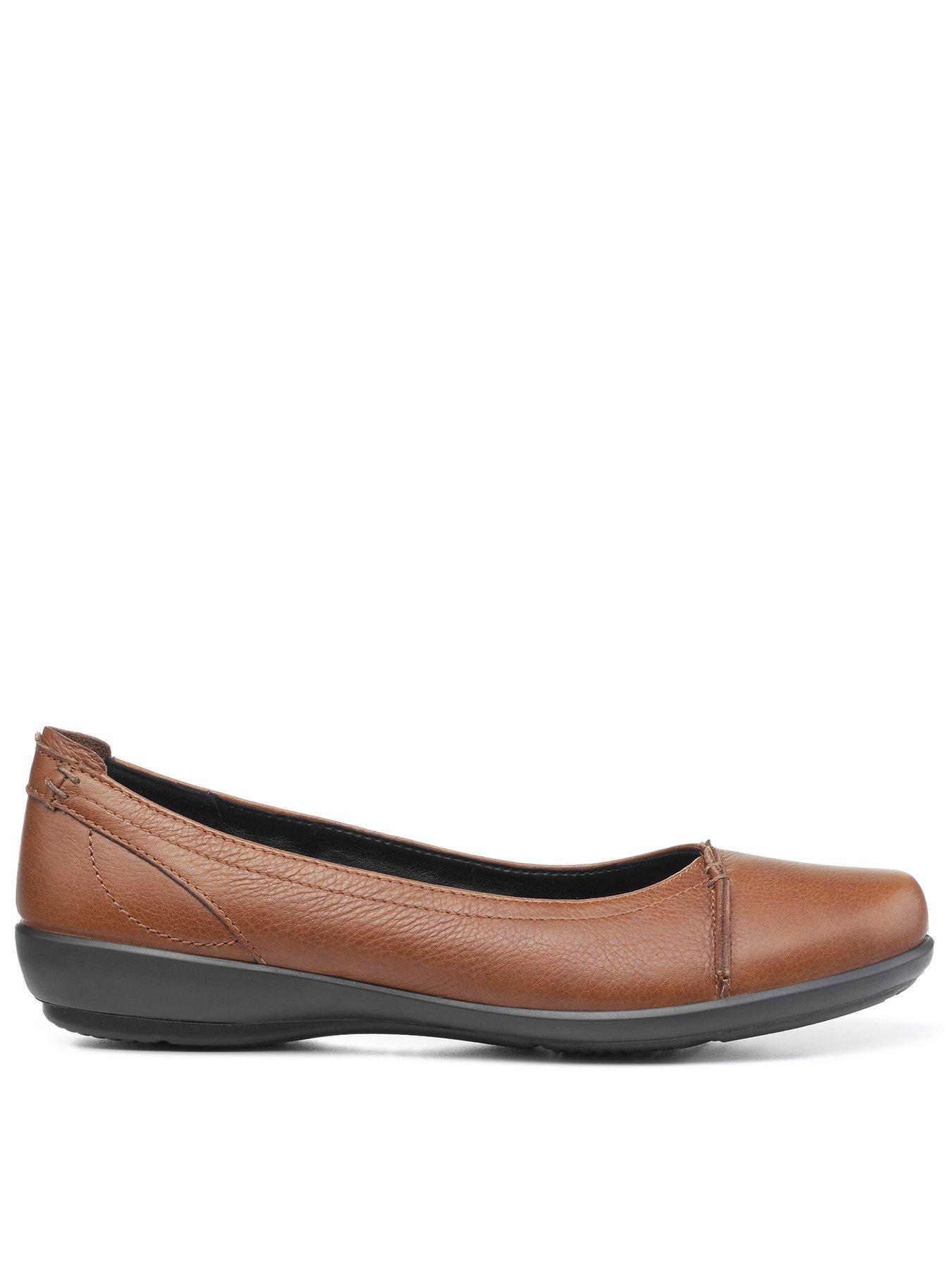 Image of Hotter Robyn II Wide Fitting Leather Ballerina Shoes - Rich Tan