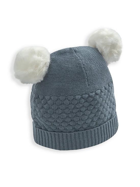 stillFront image of mamas-papas-baby-boys-knitted-pom-hat-blue