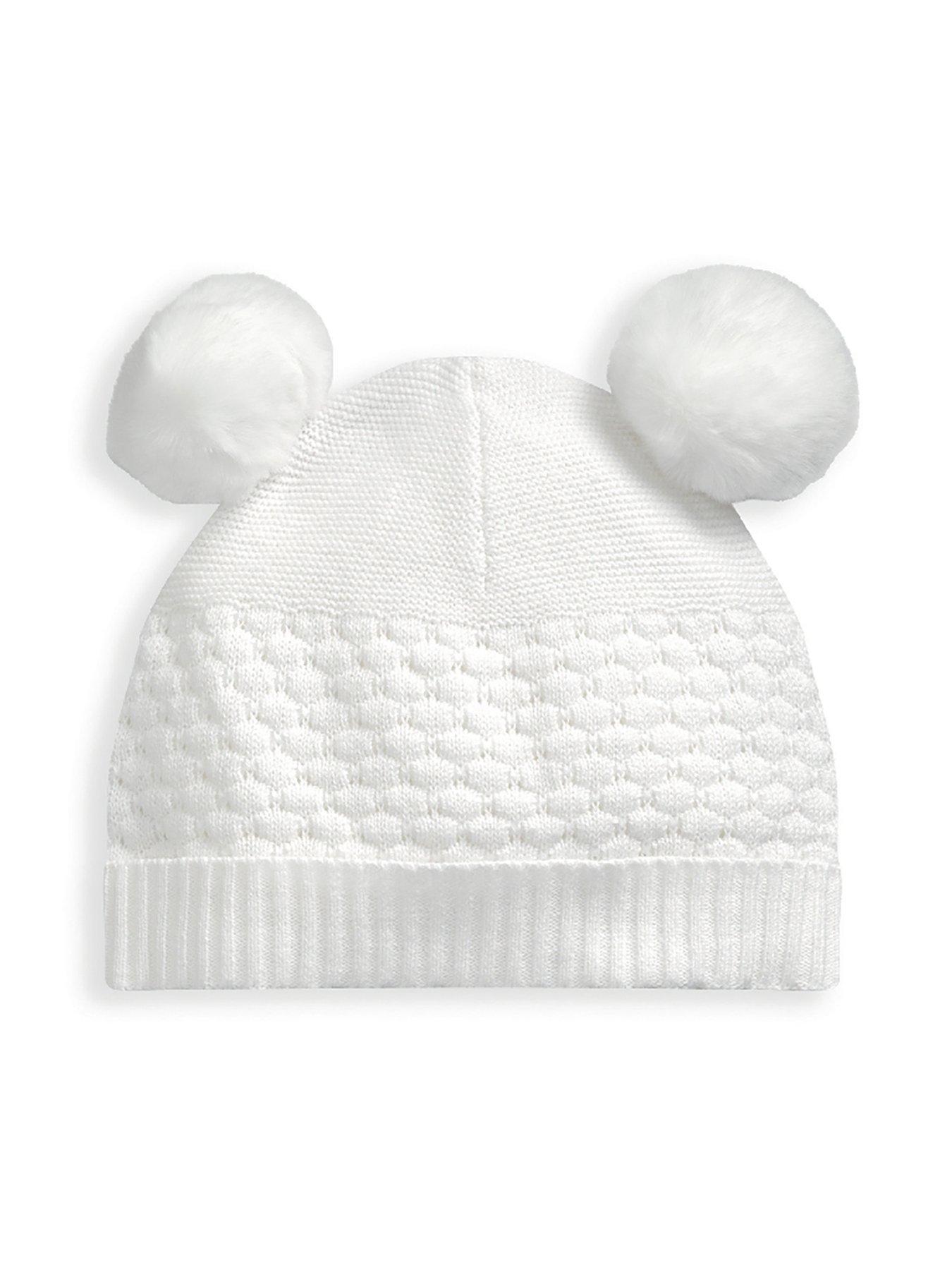 Mamas & Papas Unisex Baby Knitted Pom Hat - White, White, Size 0-3 Months