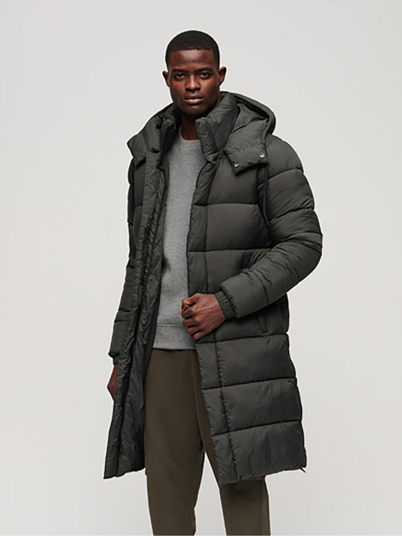 Mens longline padded on sale coat