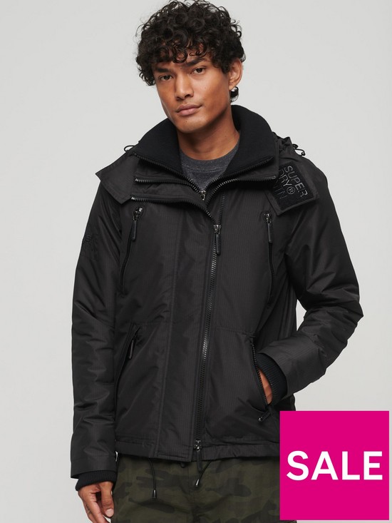 front image of superdry-mountain-windcheater-jacket-black