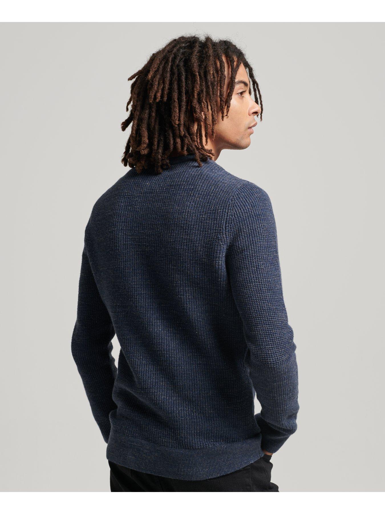 Superdry Textured Crew Knit Jumper - Navy | very.co.uk