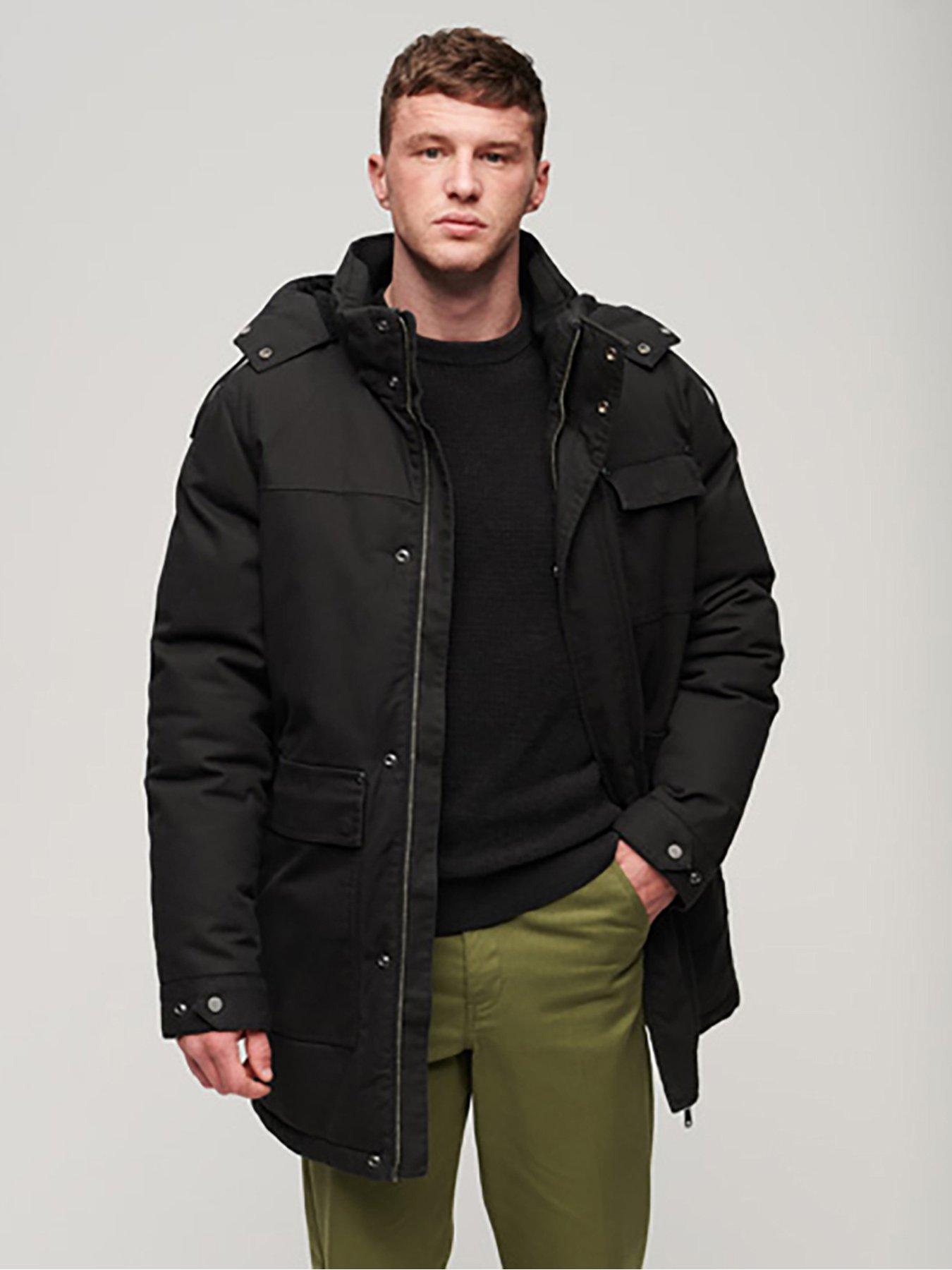 Superdry Workwear Hooded Parka - Black | Very.co.uk