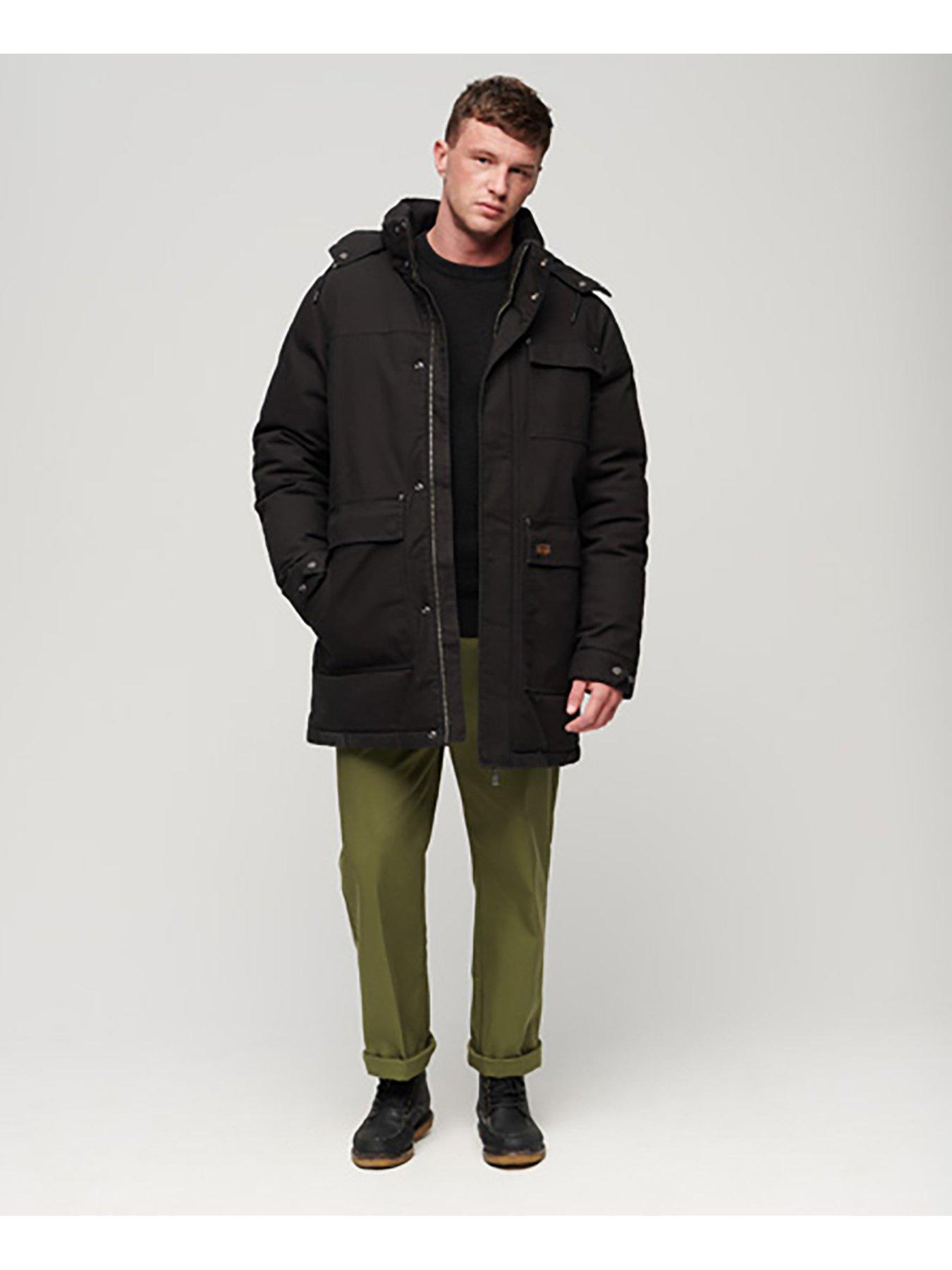 Superdry Workwear Hooded Parka - Black | Very.co.uk