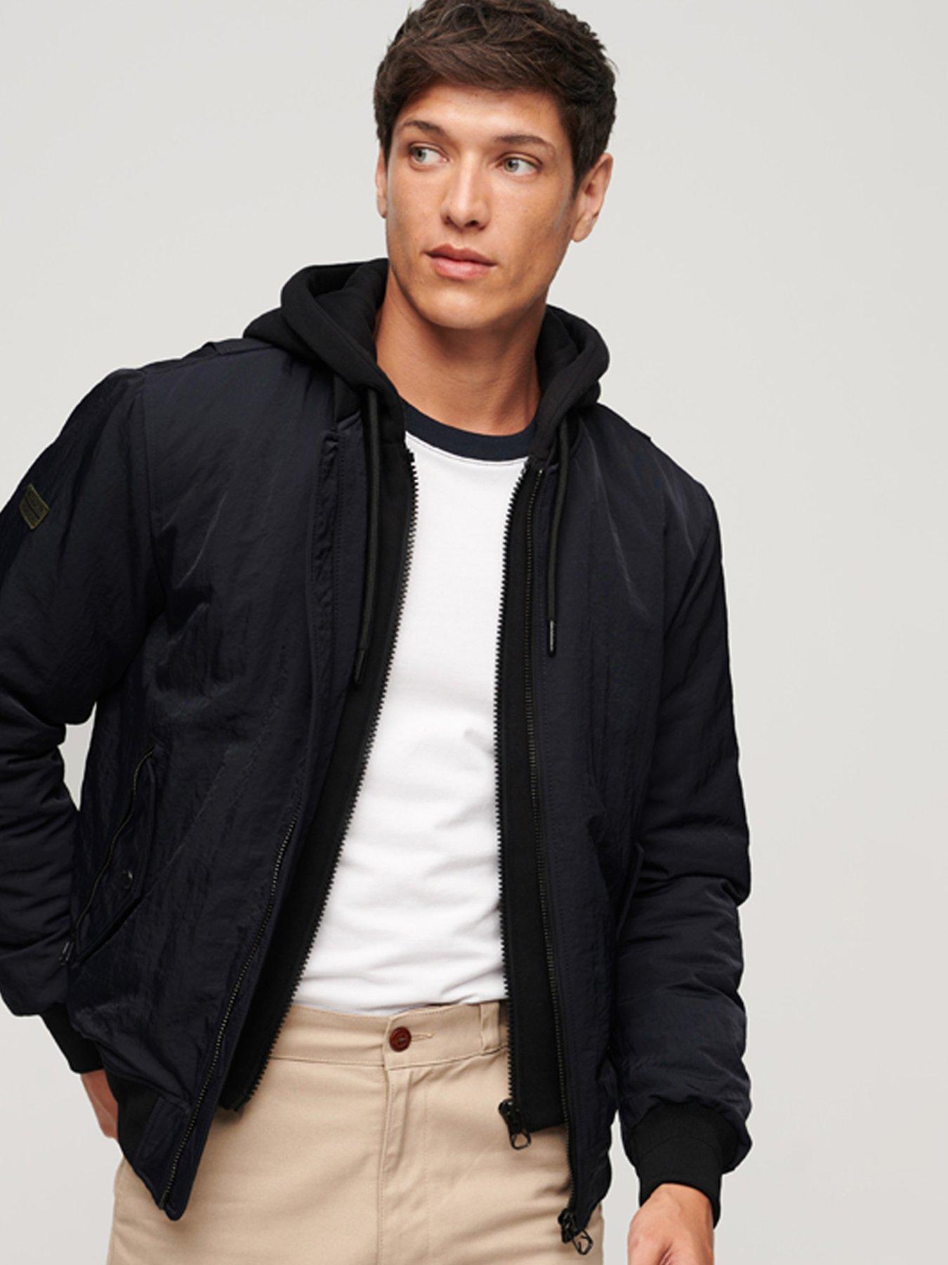 Superdry Workwear Hooded Bomber Jacket, Black