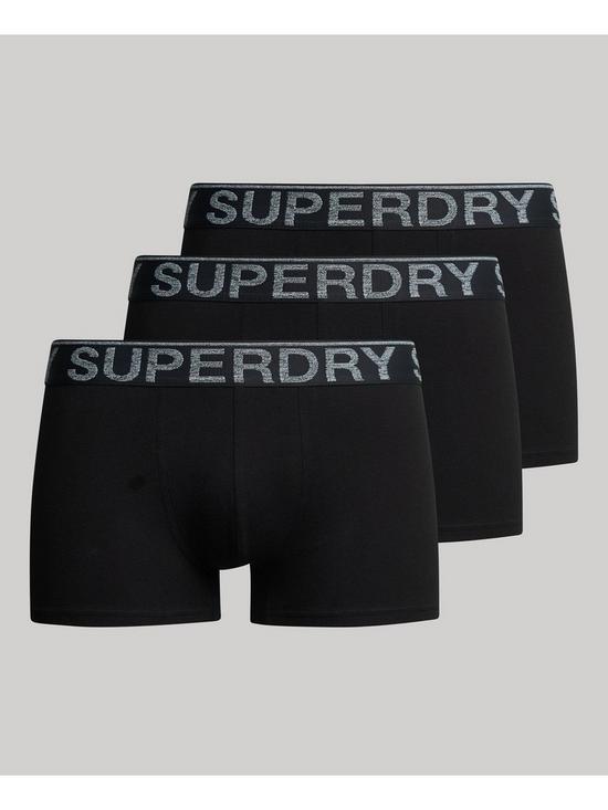 front image of superdry-3-pack-trunks-black