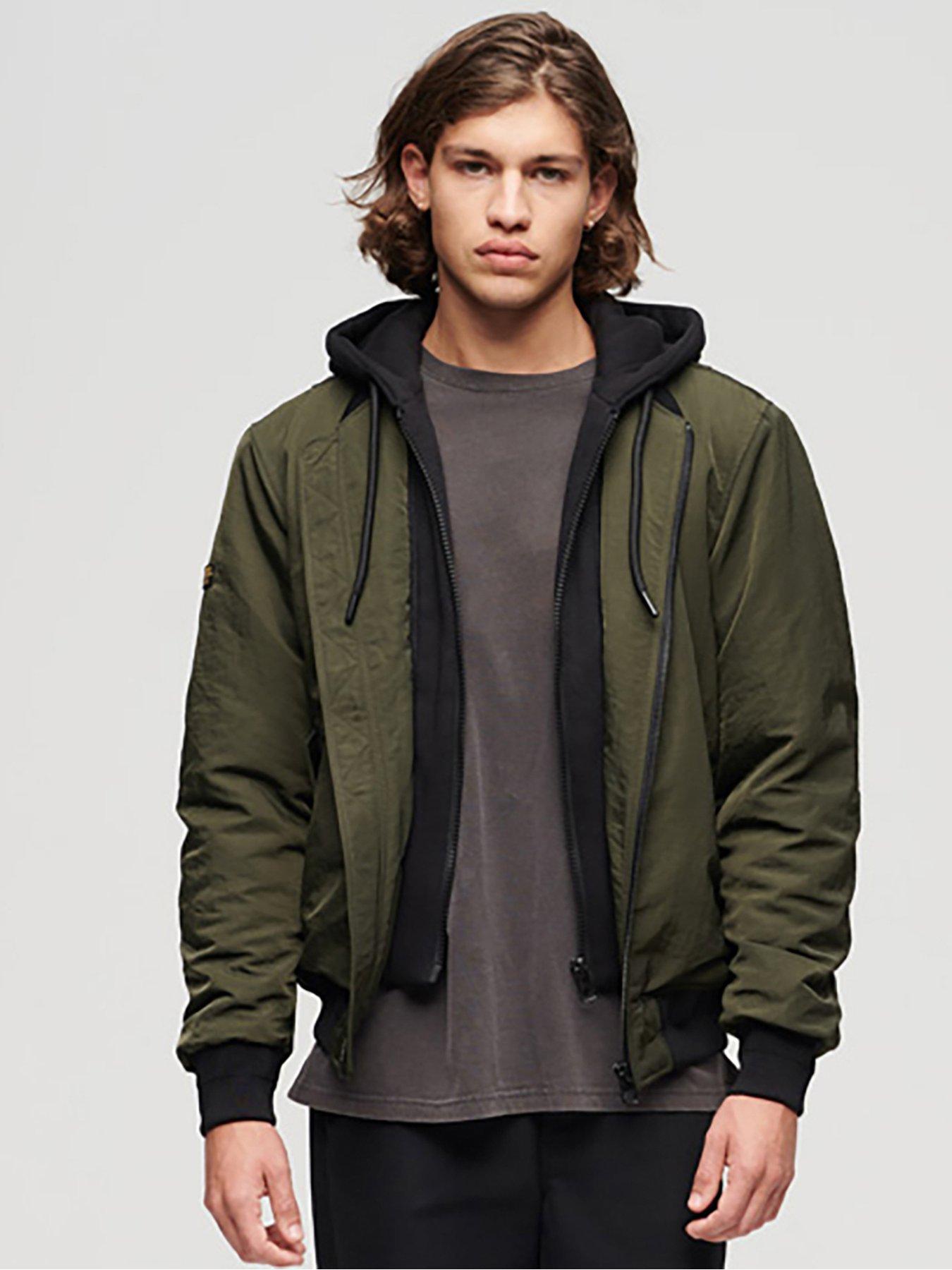 Olive green hot sale bomber mens