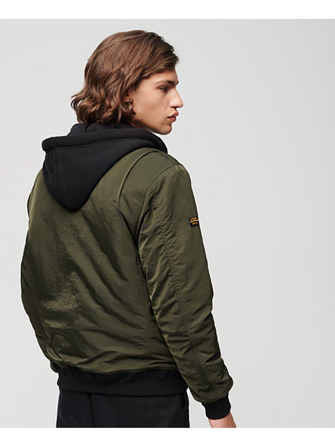 Superdry Military Hooded Bomber Jacket - Dark Green | very.co.uk