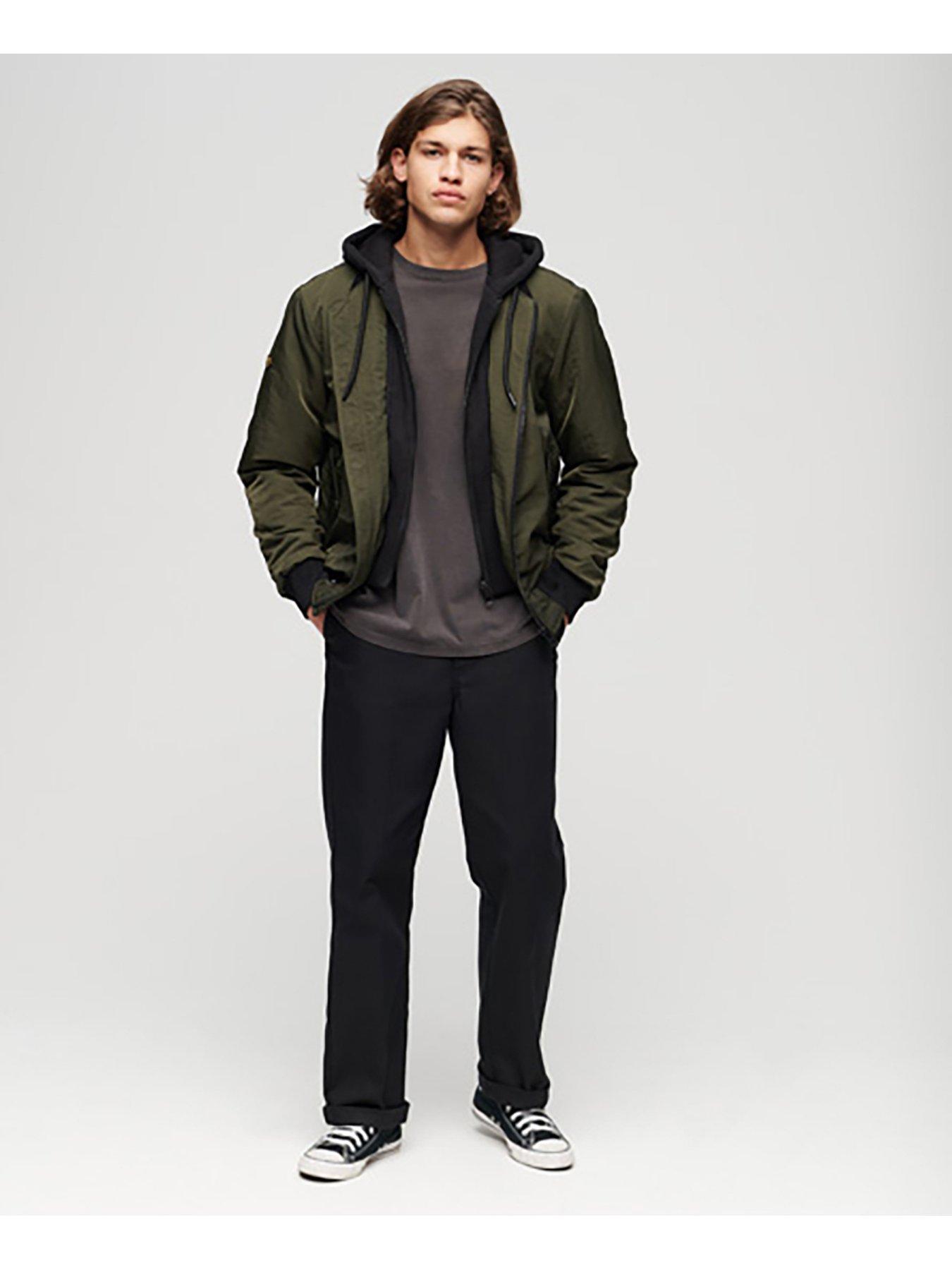 Superdry Military Hooded Bomber Jacket - Dark Green | very.co.uk