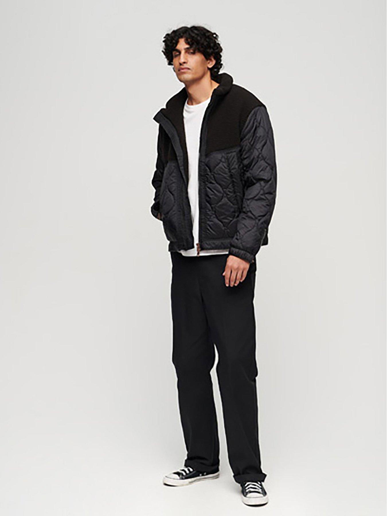 Superdry black quilted on sale jacket