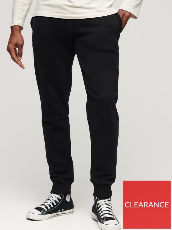 front image of superdry-essential-logo-joggers-black