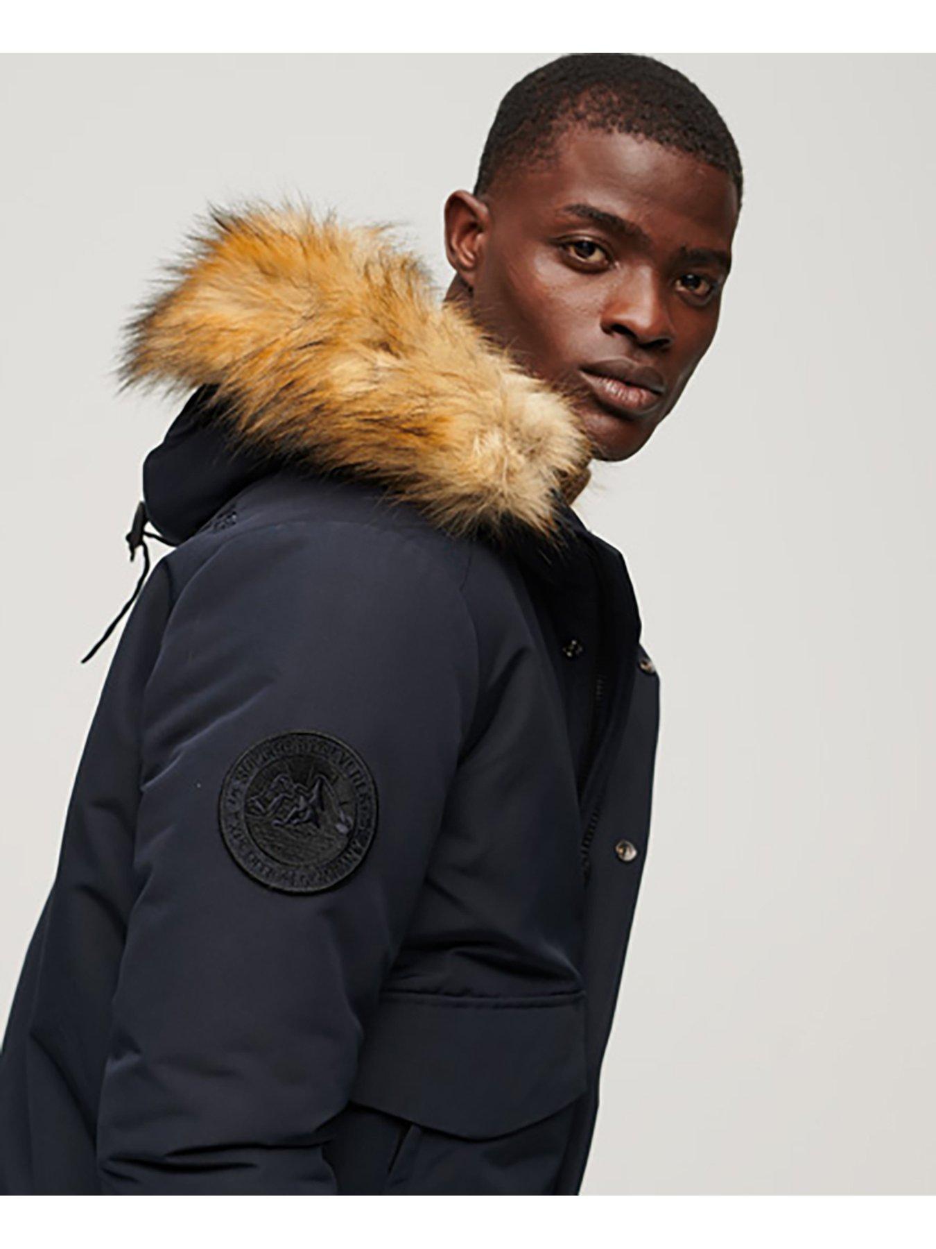 Navy padded shop bomber jacket