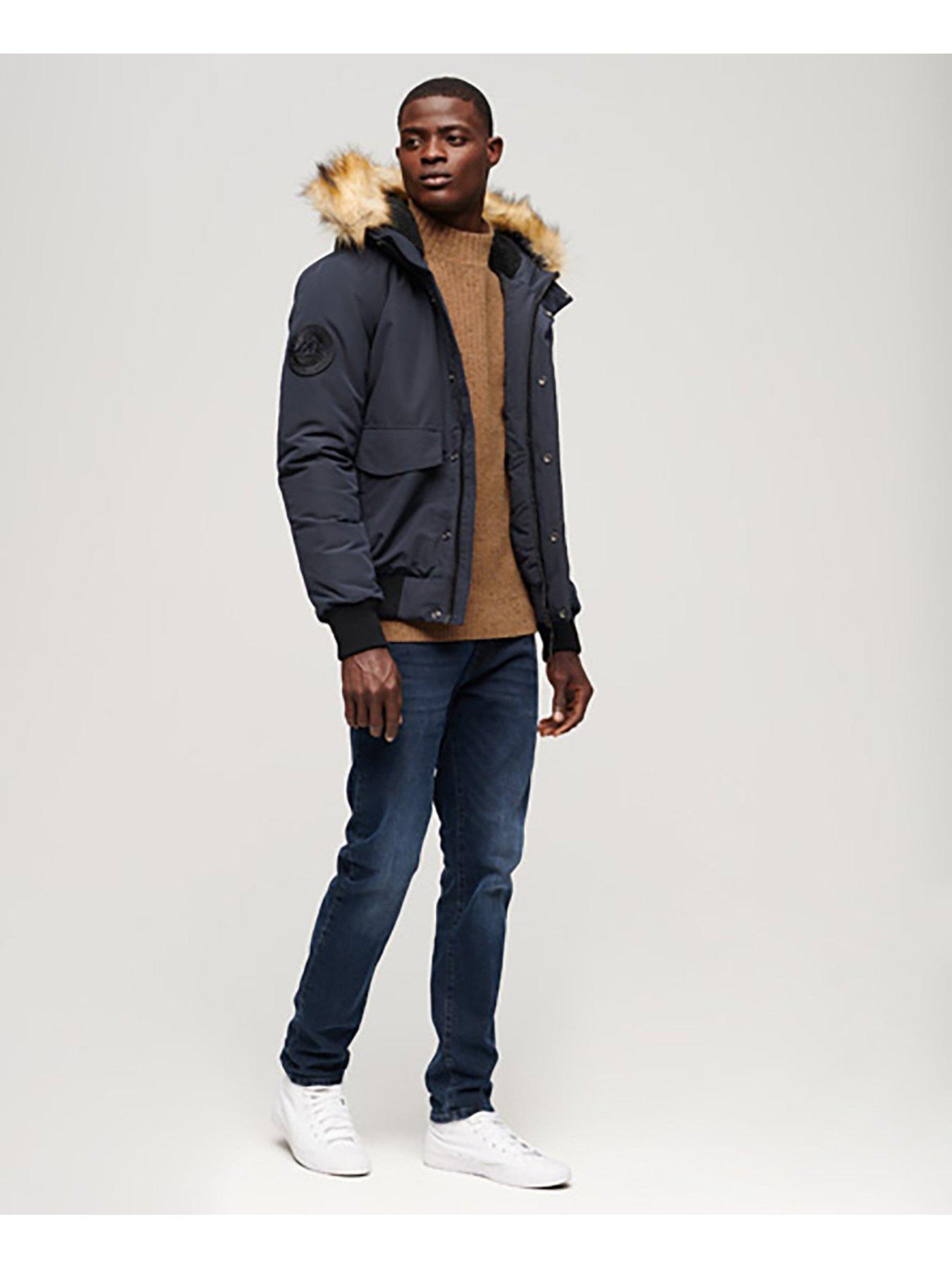 Navy padded hotsell bomber jacket