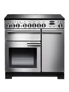 Product photograph of Rangemaster Professional Deluxe Pdl90eiss C 90cm Wide Electric Range Cooker With Induction Hob - Stainless Steel Chrome - A A Rated - Cooker Only from very.co.uk