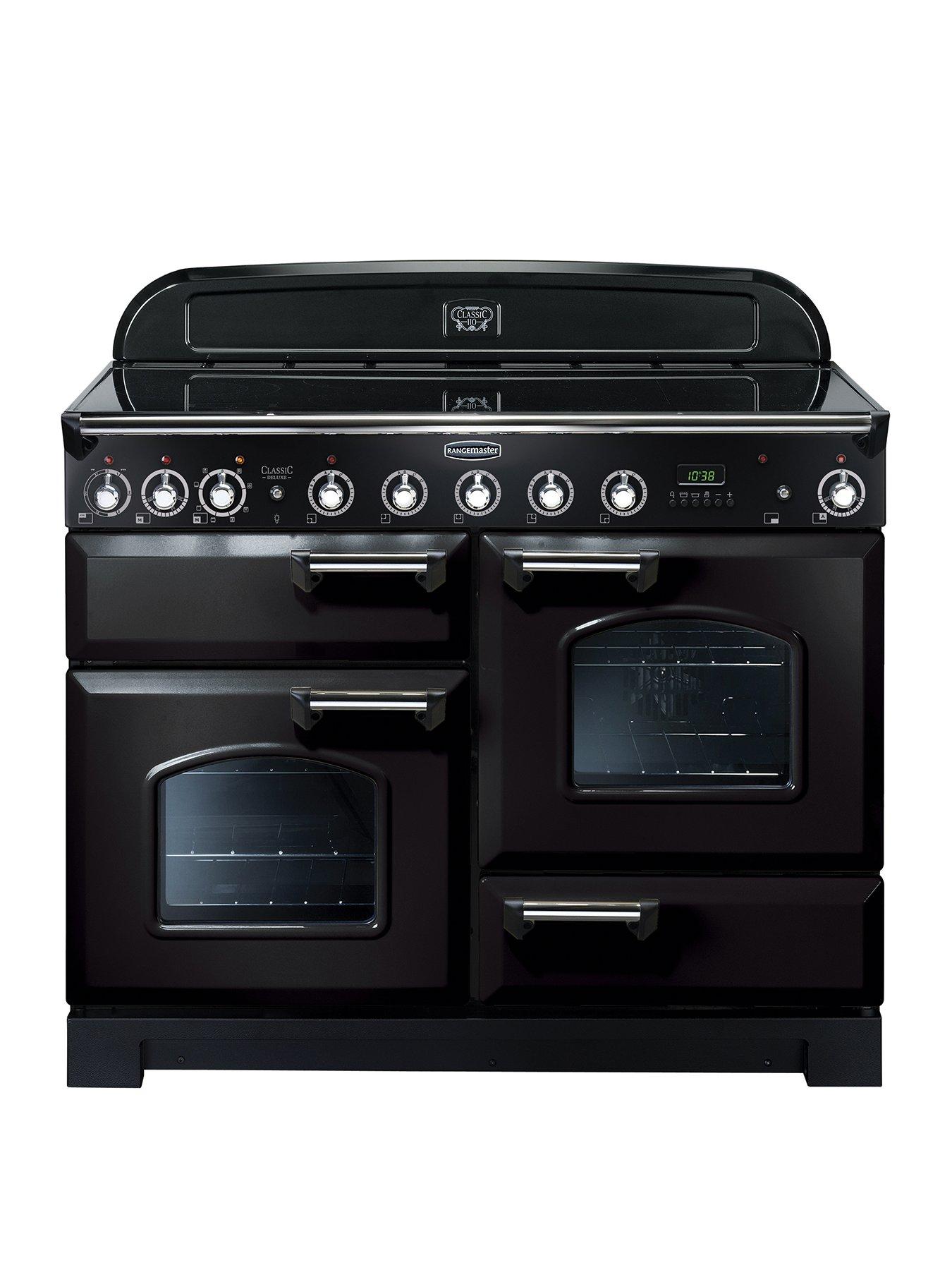 Rangemaster Classic Deluxe Cdl110Eibl/C 110Cm Wide Electric Range Cooker With Induction Hob - Black / Chrome - A/A Rated - Rangecooker With Connection