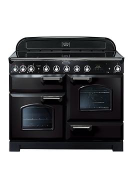 rangemaster classic deluxe cdl110eibl/c 110cm wide electric range cooker with induction hob - black / chrome - a/a rated - rangecooker with connection