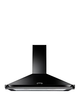 Product photograph of Rangemaster Clahdc110bc 110cm Wide Chimney Cooker Hood - Classic Black With Chrome Trim from very.co.uk