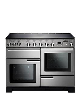 Product photograph of Rangemaster Professional Deluxe Pdl110eiss C 110cm Wide Electric Range Cooker With Induction Hob - Stainless Steel Chrome - A A Rated - Rangecooker With Connection from very.co.uk