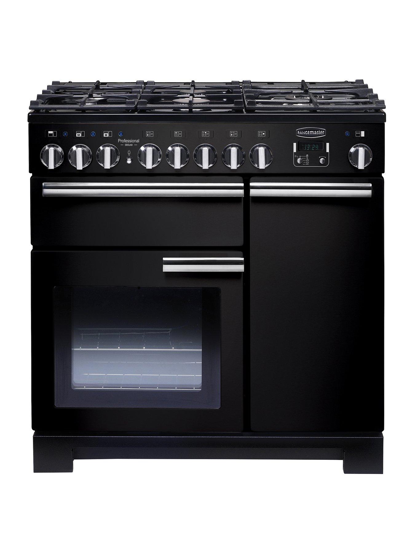 Rangemaster Professional Deluxe Pdl90Dffgb/C 90Cm Wide Dual Fuel Range Cooker - Black - A/A Rated