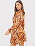  image of in-the-style-paisley-print-belted-balloon-sleeve-skater-dress-black