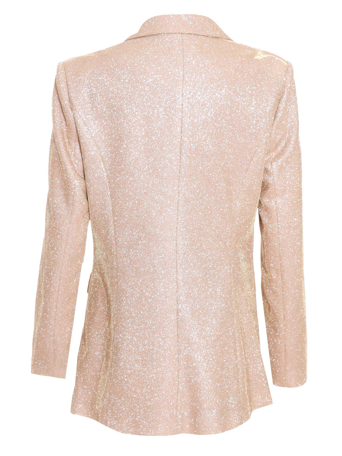 Quiz Glitter Woven Blazer Gold Very.co.uk