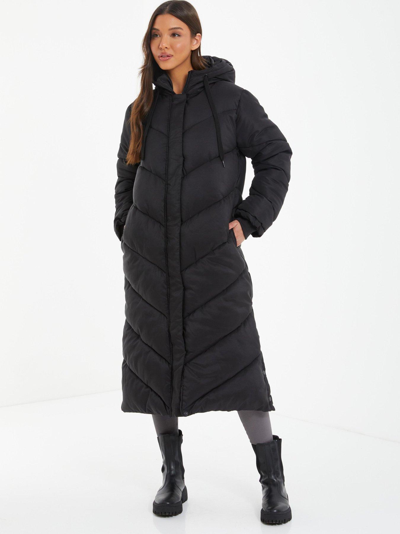 Black padded longline coat