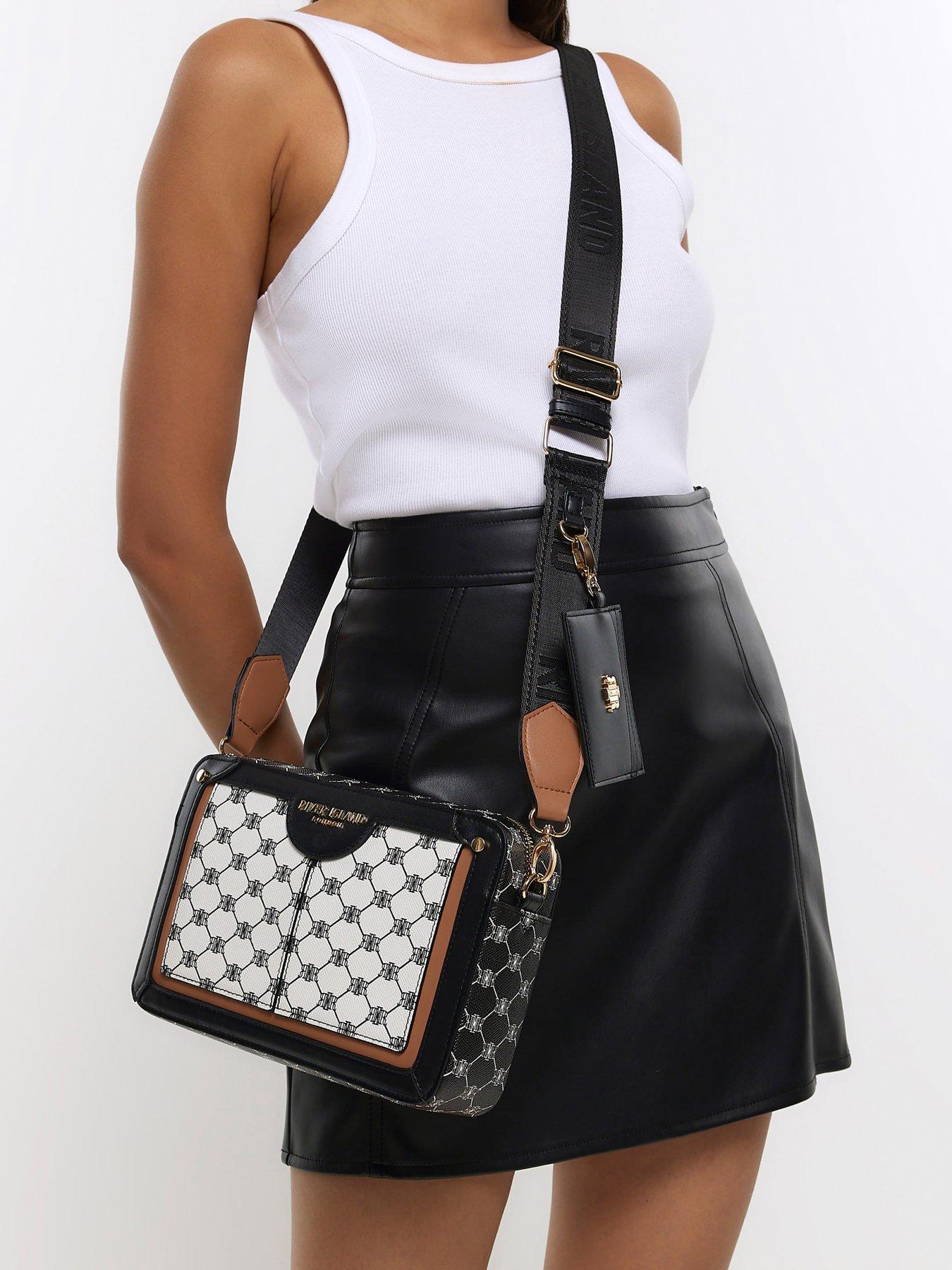 River island monogram online bag black