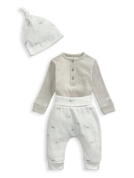 mamas-papas-unisex-baby-3-piece-stork-my-first-outfit-grey