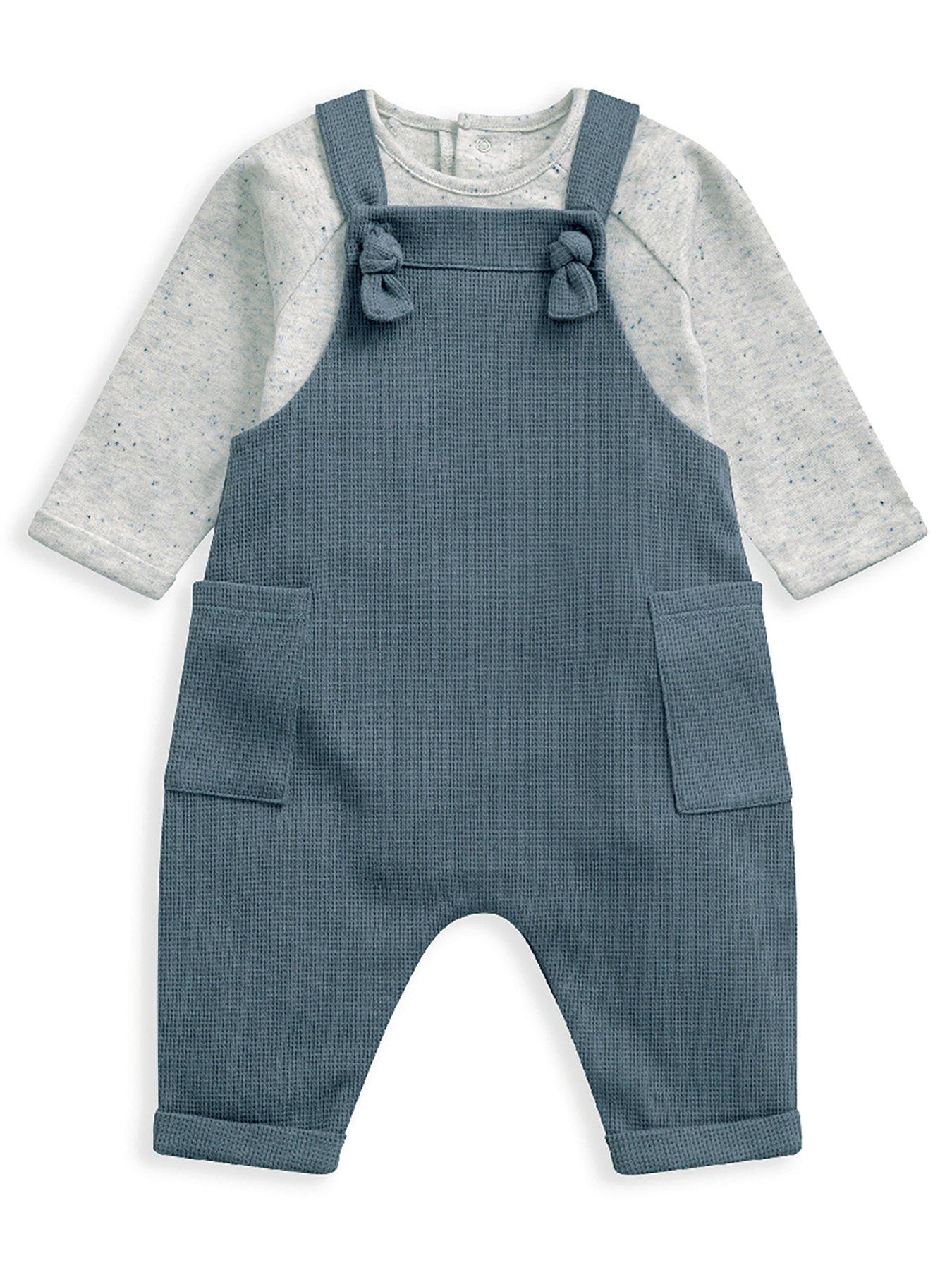 Mamas & Papas Baby Boys 2 Piece Speckled Bodysuit & Waffle Dungaree ...