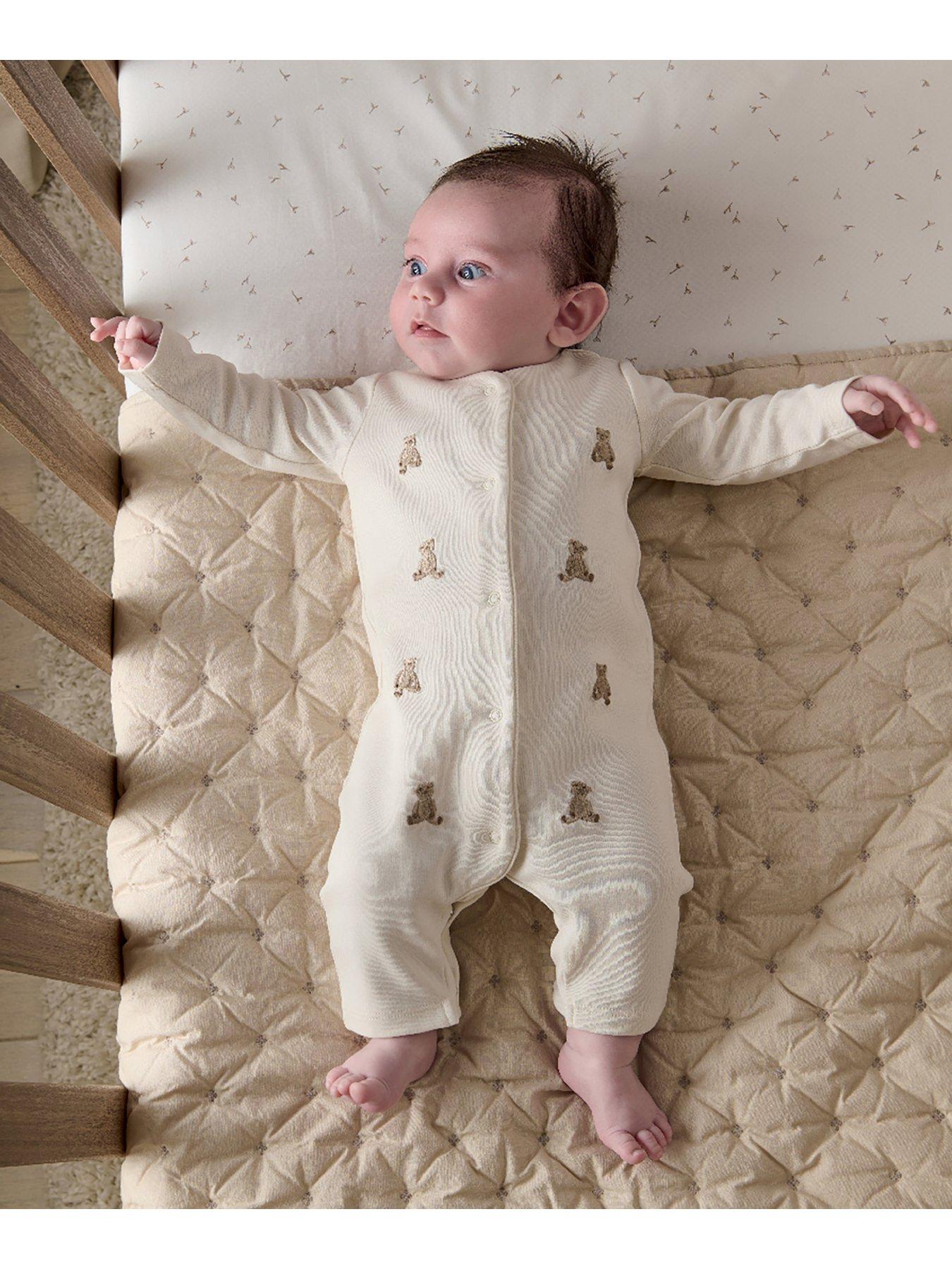 Mamas & Papas Unisex Baby Embroiderd Teddy Bear Romper Cream very.co.uk