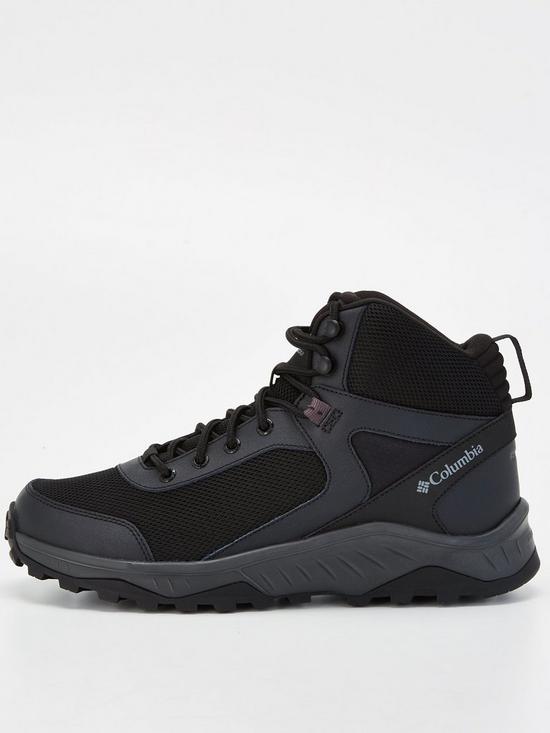 front image of columbia-trailstorm-ascend-mid-waterproof-walking-boots-black