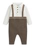  image of mamas-papas-baby-boys-knitted-mock-romper-beige