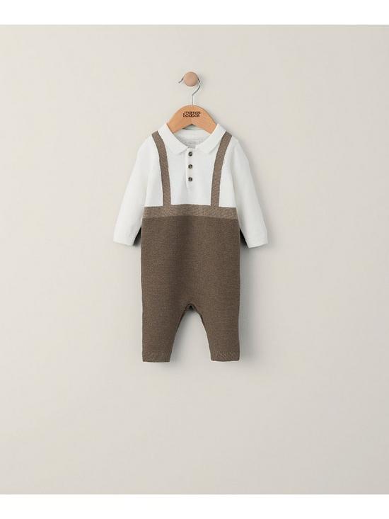 stillFront image of mamas-papas-baby-boys-knitted-mock-romper-beige