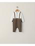  image of mamas-papas-baby-boys-knitted-mock-romper-beige