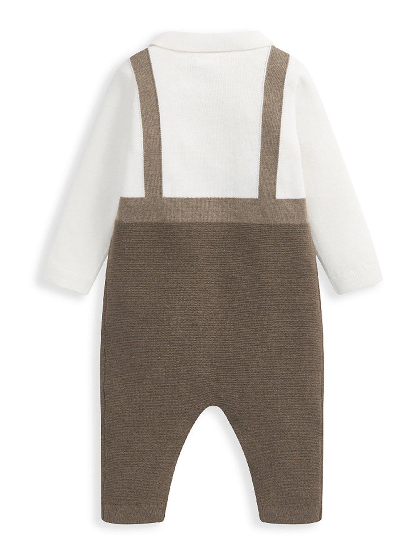 Mamas & Papas Baby Boys Knitted Mock Romper Beige Very.co.uk