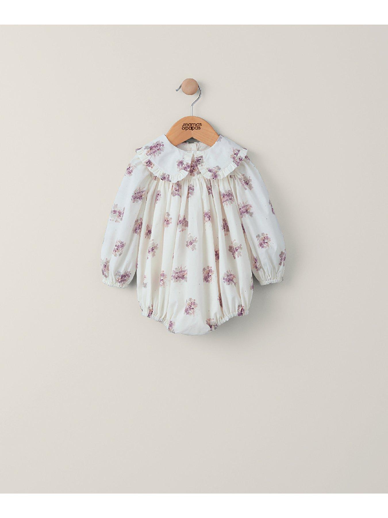 Mamas & Papas Baby Girls Floral Print Collar Romper Cream very.co.uk