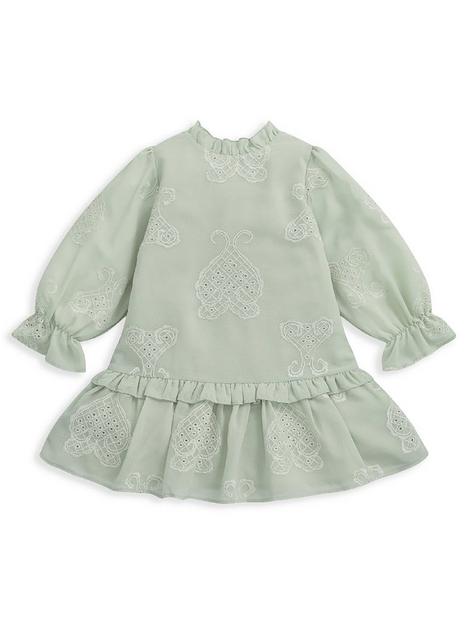 mamas-papas-baby-girls-drop-waist-embroidered-dress-green