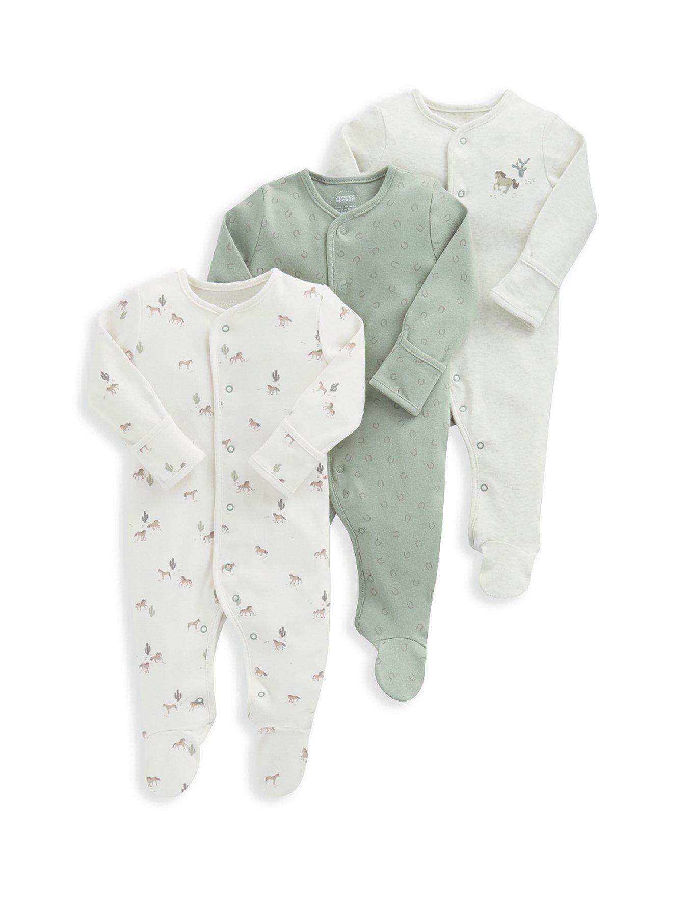 Mamas & Papas Baby Boys 3 Pack Life Of A Cowboy Sleepsuits - Sand ...