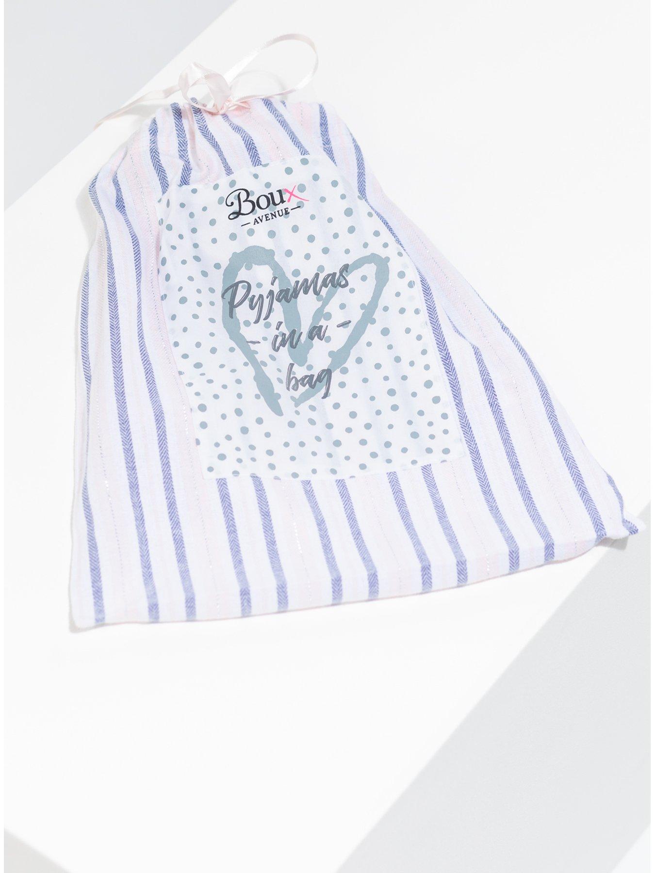 Image 6 of 6 of Boux Avenue Preppy Stripe Pj In A Bag - Pink Mix