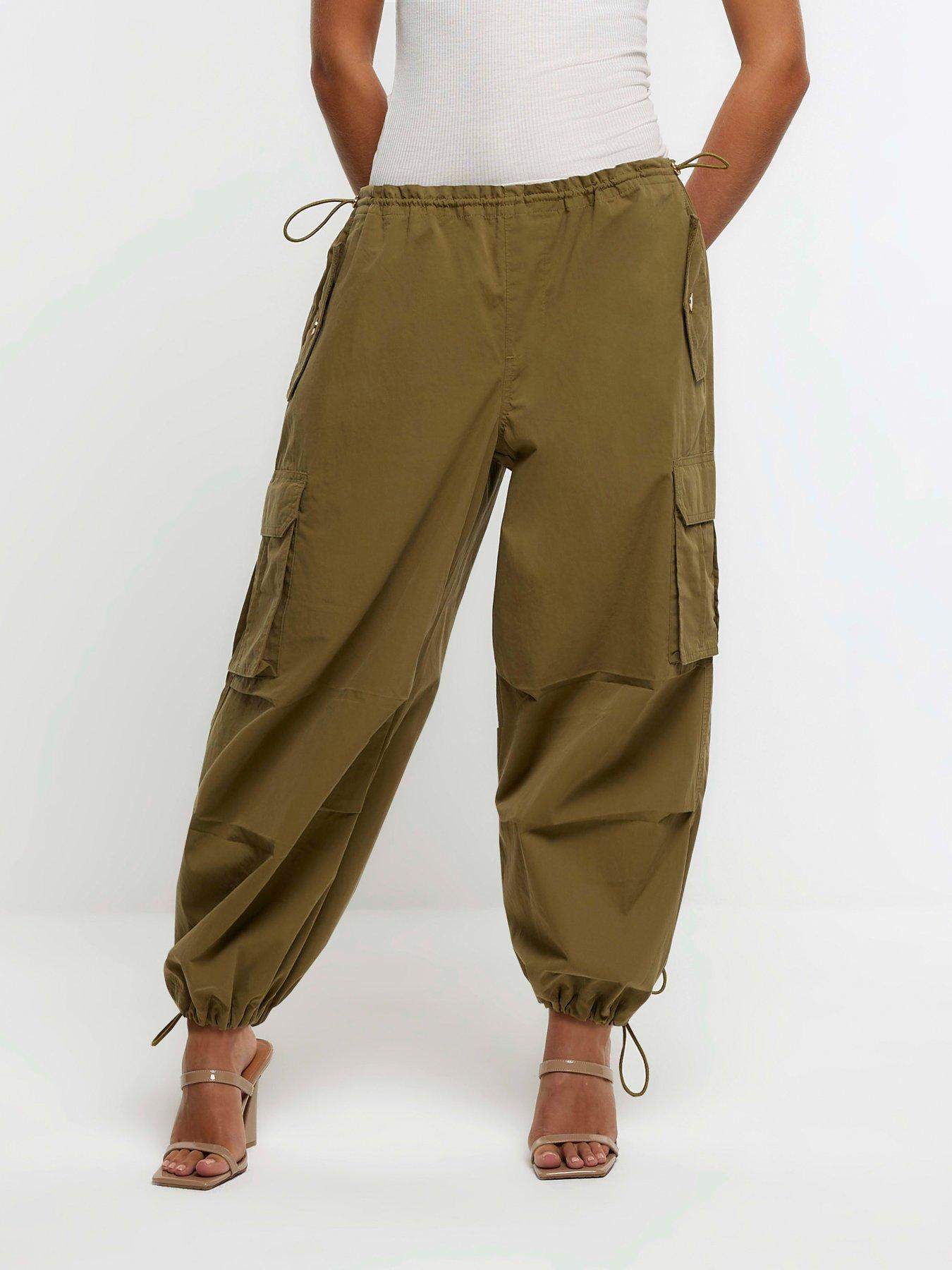 undefined Petite Cargo Parachute Trouser - Khaki