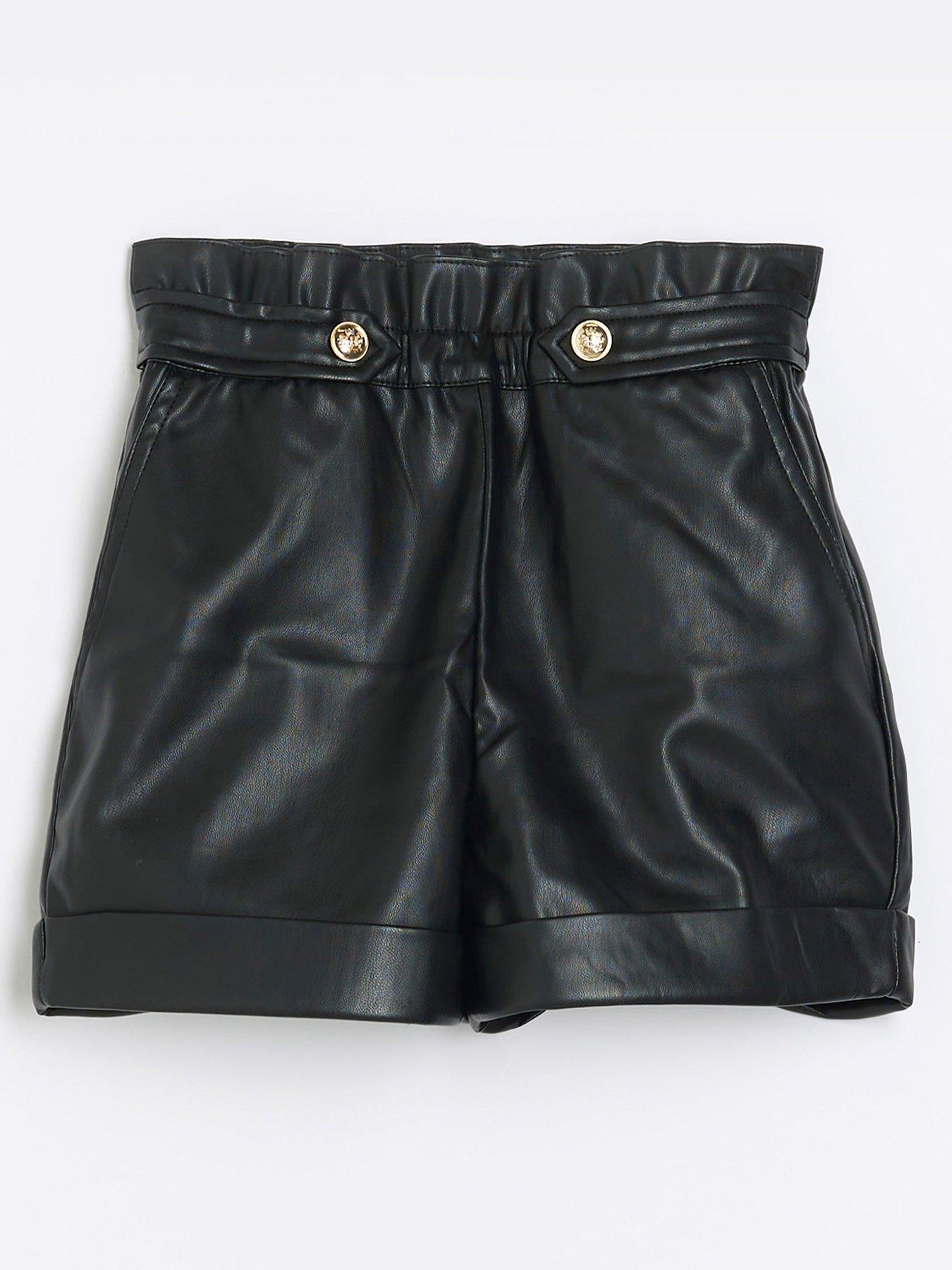 Black leather shorts river hot sale island