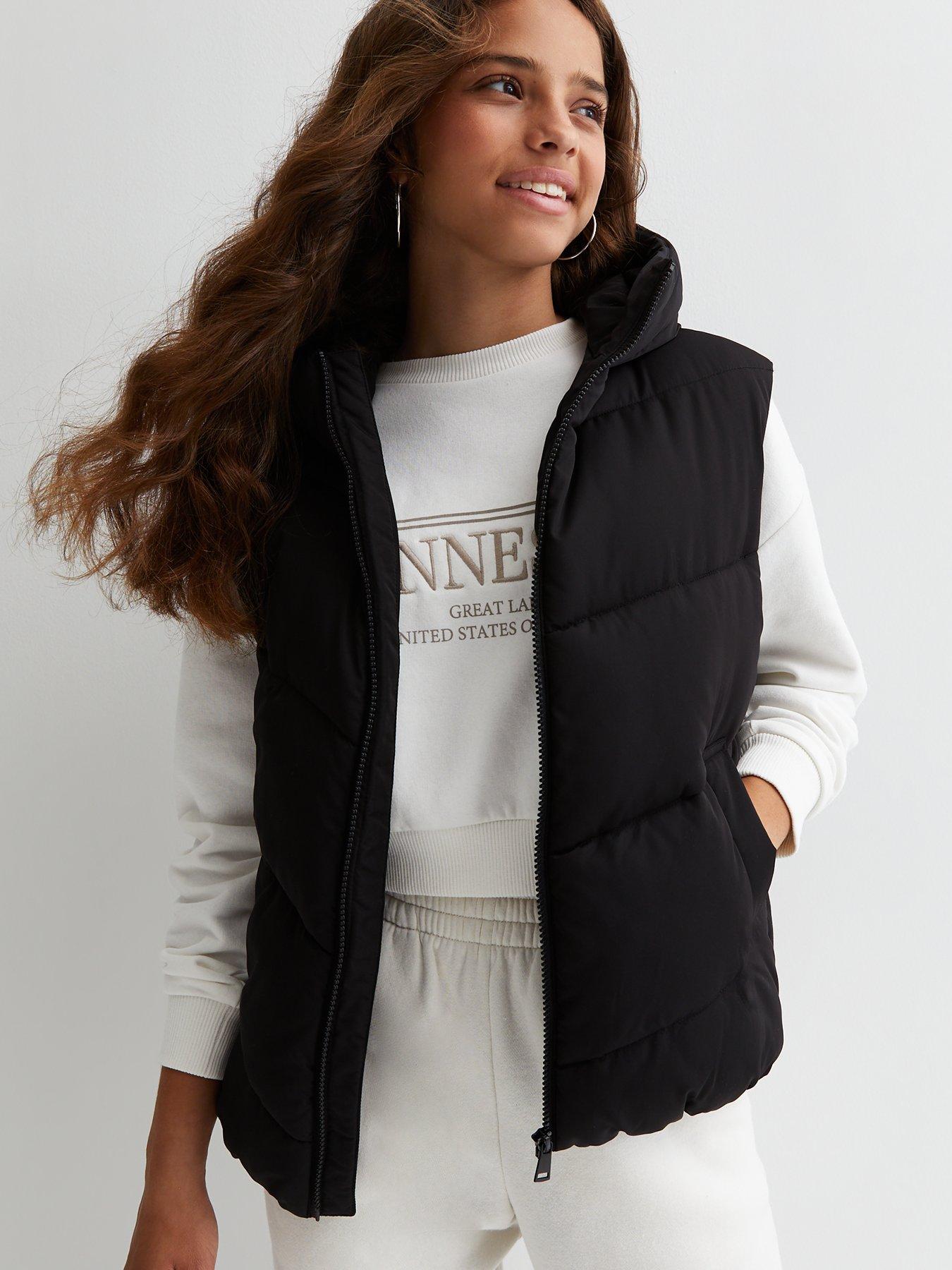 black hooded padded gilet