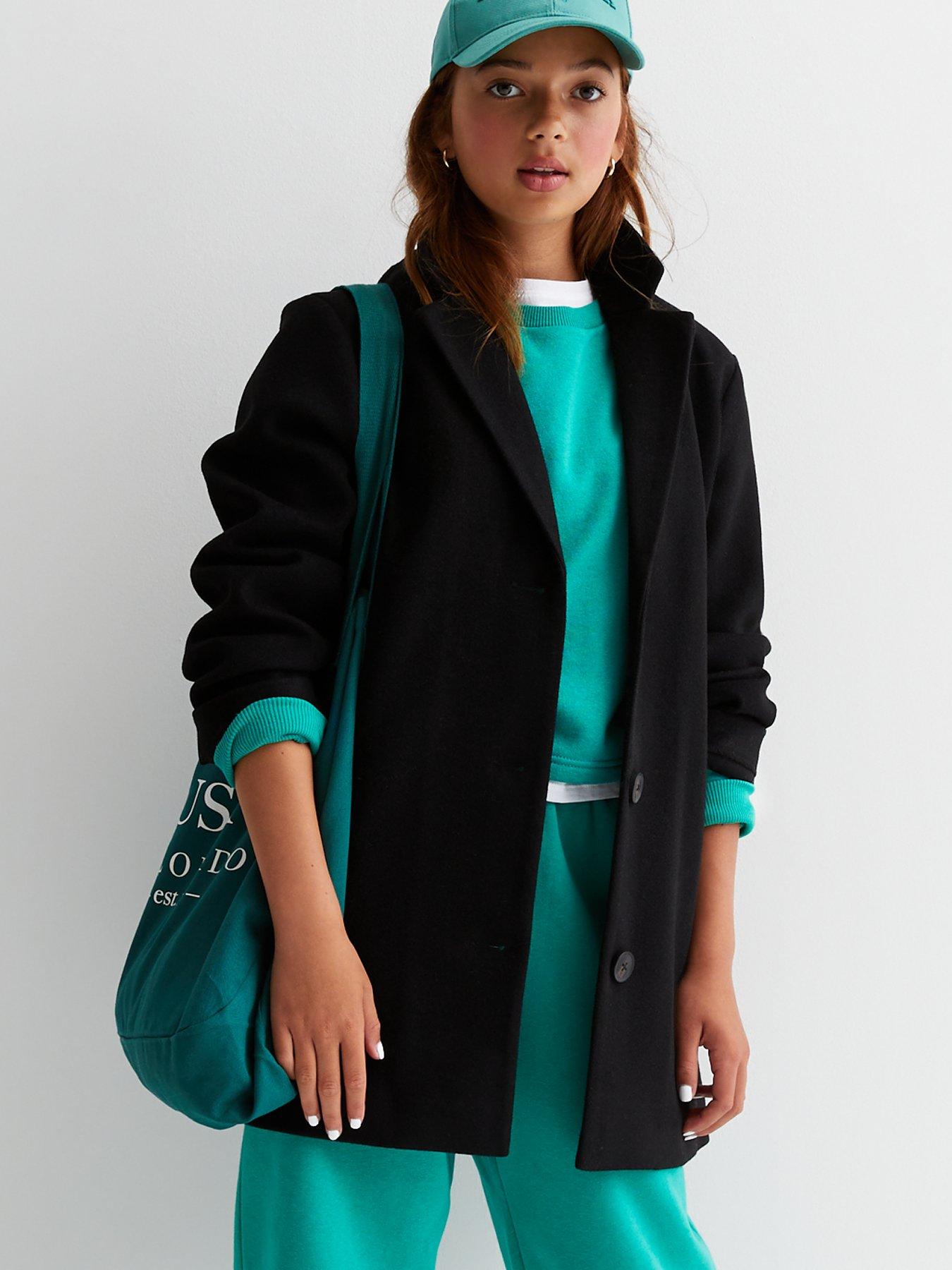 New look girls black clearance coat