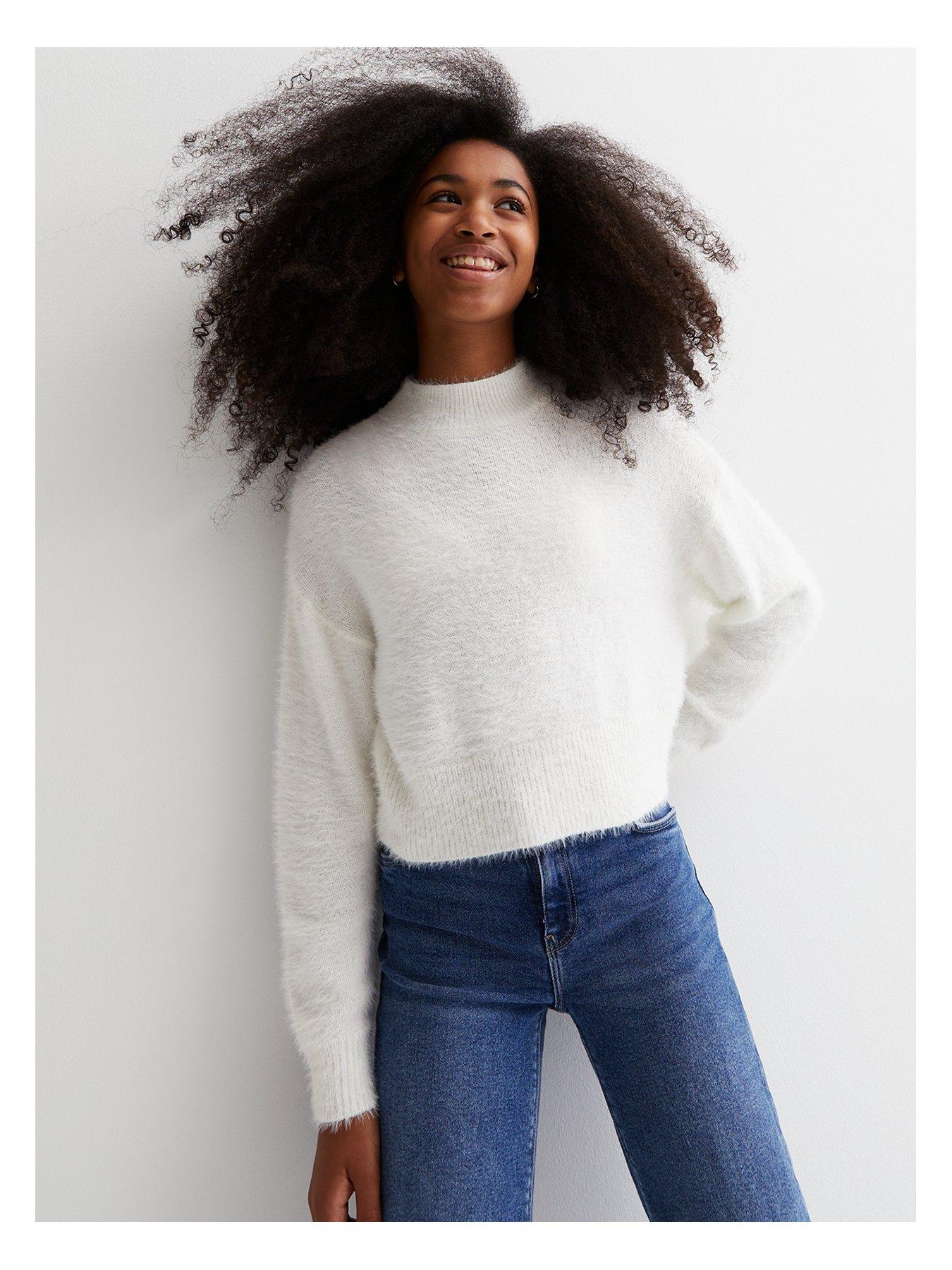 White fluffy polo neck on sale jumper